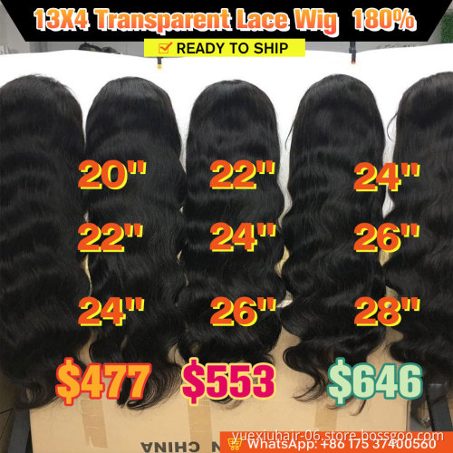 Body Wave 13x4 Transparent Swiss Lace Frontal Wig Human Hair Wigs For Black Women,Wholesale Brazilian Virgin Hair Lace Front Wig